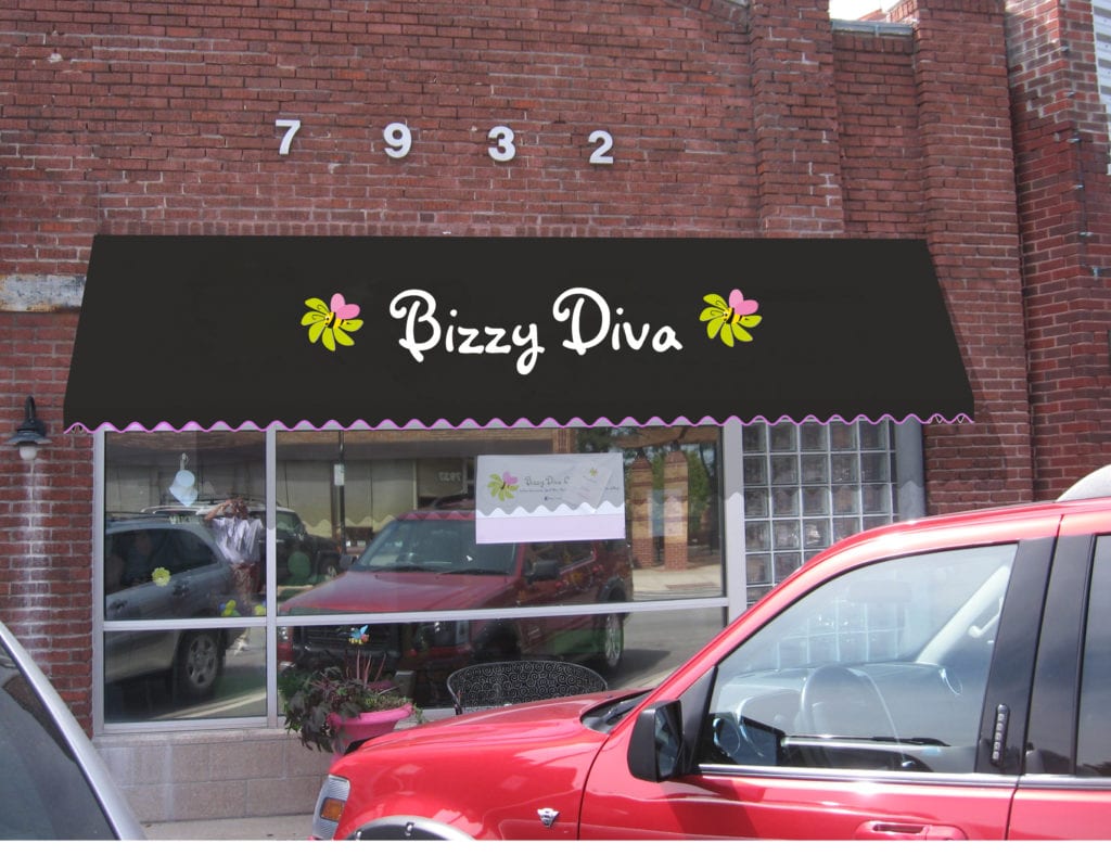 Bizzy Diva Boutique's rendering of what the store front will look like with it's custom awning
